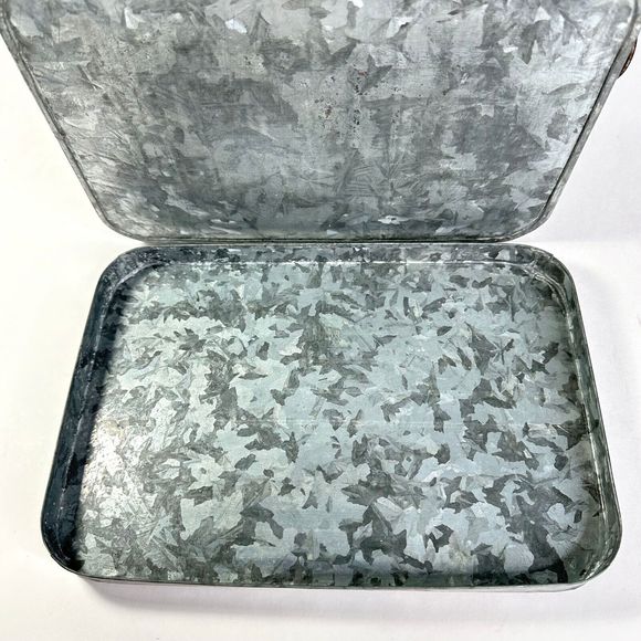 Metal Tin Rectangular Box with Lid For Storage or Planter - Picture 5 of 9